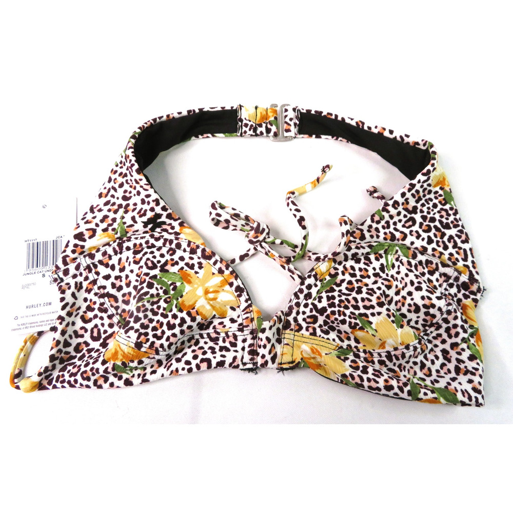 Nwt HURLEY Cat Animal Print Underwire Bikini Top Women Sz Small